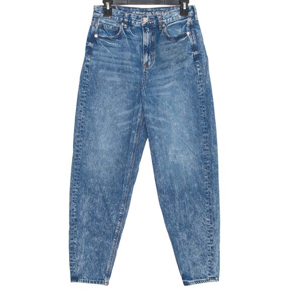 American Eagle Jeans Relaxed Mom High Rise Y2K Minimalist Academia Grunge Blue 4 - Picture 1 of 5